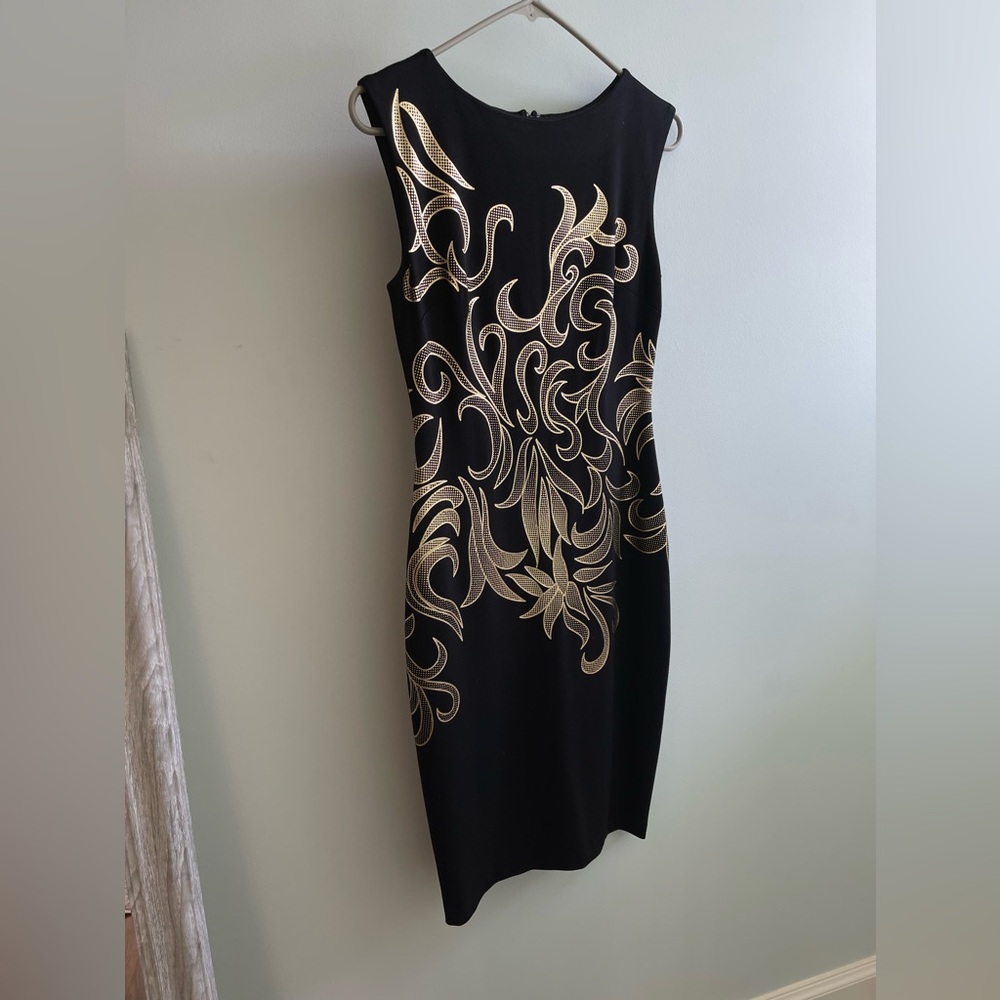 Cache Black/Gold Sleeveless Dress